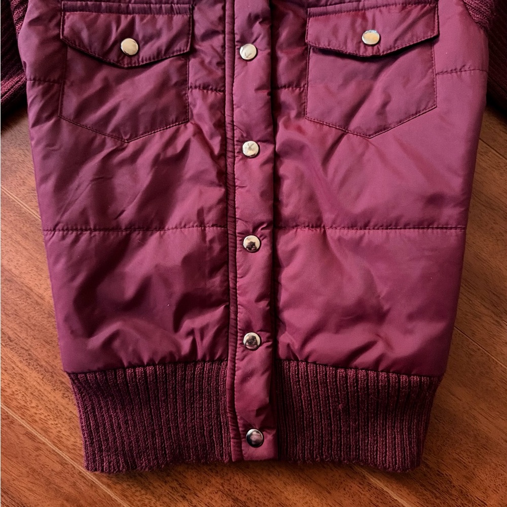 Vintage Mossimo Burgundy Puffer Sweater Jacket - Size S - Picture 5 of 11